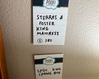 Stearns & Foster King Mattress, Split King Spring Box 
