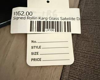 Signed Rollin Karg Glass Satellite Dish