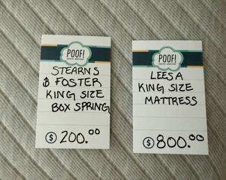 Stearns & Foster King Size Box Spring, Leesa King Size Mattress