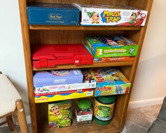 Wooden Cabinet with Shelves, Board Games 
