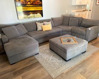 Sectional Sofa, Ottoman, Area Rug
