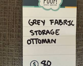 Grey Fabric Storage Ottoman