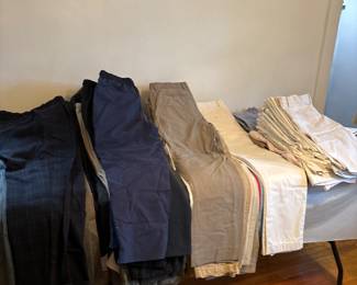 Men’s slacks, pants and shorts. 