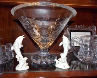 Waterford bowl, Lenox dolphins