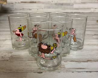 Lot of 7 vintage 1981 Arby's B.C. Ice Age Collector Series drinking glasses