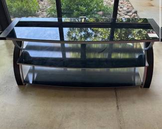 54” Modern Glass and Wood Multi Shelf TV Entertainment Stand