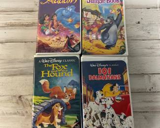Vintage Disney Animated Movies VHS Aladdin Fox and the Hound 101 Dalmatians and the Jungle Book