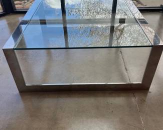 Beautiful 42”x42” Modern Contemporary Glass and Chrome Coffee Table