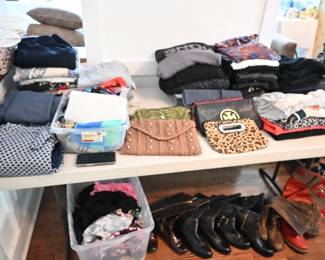 Handbags, clothing, boots, shoes