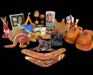 World Travel Souvenirs Kangaroo Hide Belt, Boomerangs, Figurines, And More