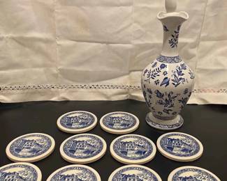 Delft Decanter And Coasters