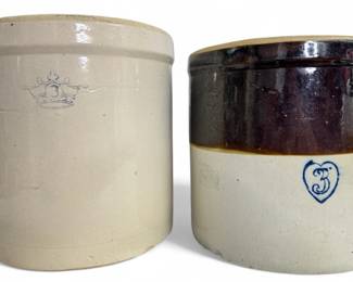 Two 3 Gallon Crown Heart Crocks