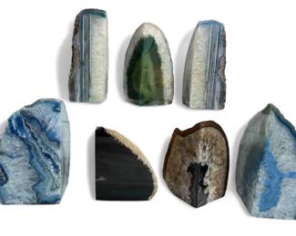 Agate Geode Bookends in Blue, Black, Green