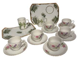 Vintage Napco China Luncheon Plates With Cups And Nippon Japanese Demitasse Tea Cups And Saucers