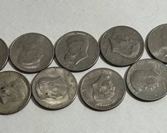 Sixteen Kennedy Half Dollar Coins