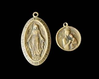2 Sterling Silver Religious Medallions 10 g