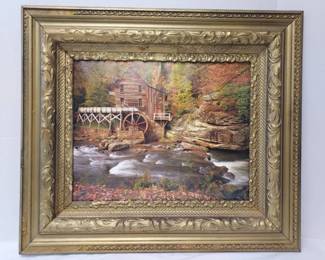 Glade Creek Grist Mill Print In A Gold Wood Frame