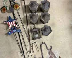 Shephards Hooks, Six Outdoor Lanterns, Decorative Yard Stakes