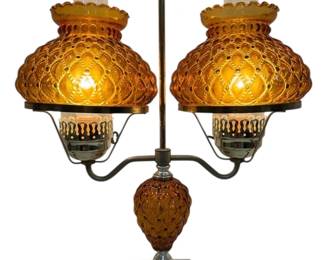 Amber Glass Double Arm Student Lamp