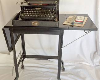 Vintage Metal DropLeaf Typewriter Table And Smith Corona Typewriter