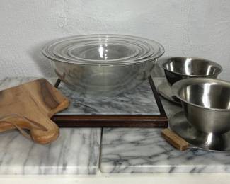 PYREX Mixing Bowls, Marble Slabs More Kitchenware