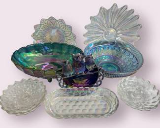 Carnival Pearlescent Glass Bowls Plates
