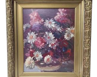 August Bouquet By Rudolph Colao In A Golden Wood Frame