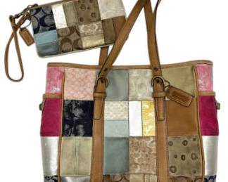 Coach Patchwork Tote Bag Wristlet AUTHENTIC