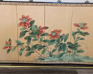 Chinese Silk Room Screen Hand Painted