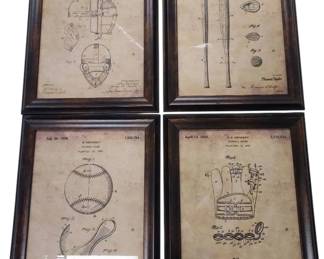 4 Baseball Patent Art Prints