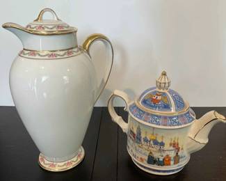 Vintage Limoges Coffee Pot And Saddler Russian Collection Teapot