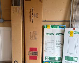 New In Original Box Items: Bookshelves, Library Wall Unit,  and Wall Cabinet 