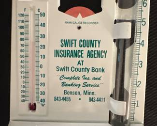 Vintage NOS Benson Minnesota Advertising Rain Gauge 