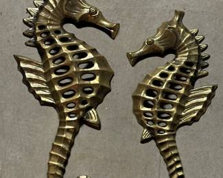 Vintage MCM Brass Seahorses 
