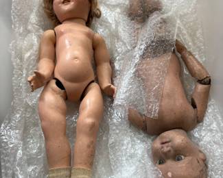 Antique Wood Doll and Shirley Temple Doll