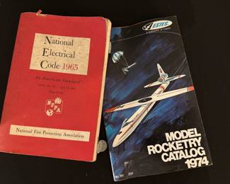 Vintage National Electrical Code book and Estes Rocket Catalog 
