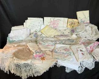 Hand Embroidered Lace Linens