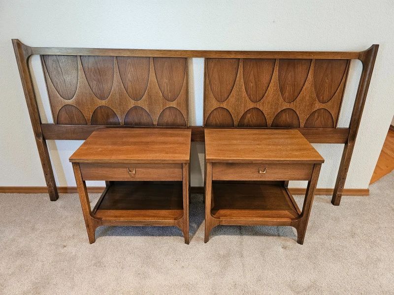1 MCMWalnutKingHeadboardMatchingNightstands