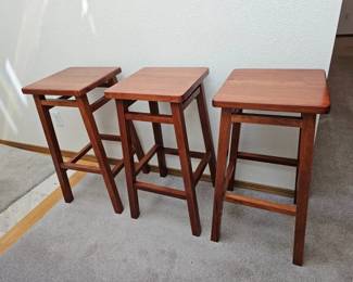 65 3SquareSeatWoodBarstools
