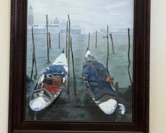 58 WinterGondolasinVeniceOriginalOilPaintingByJTimms