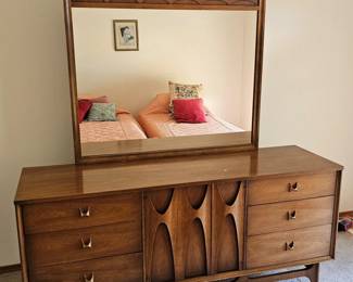 2 MCMWalnutLowboyDresserMatchingMirror