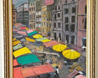109 OriginalOilPaintingOfItalianMarketByJanetTimms