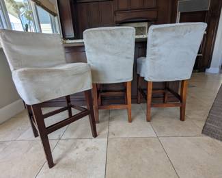 set of 3 bar stools with slipcovers