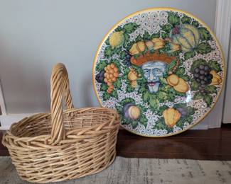 Large Italian dish with holes to hang up