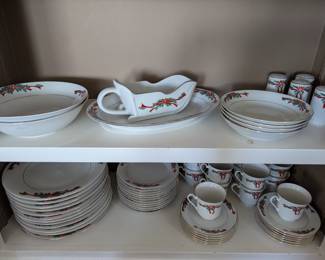 "Poinsettia & Ribbons" set by Tienshan Fine China 