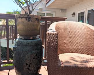 set of 2 ceramic garden stools