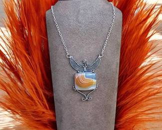 Banded Agate Set In Pharaoh Necklace Tested