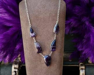 Geometric Banded Amethyst Necklace Tested