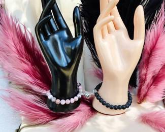 Pink Zebra Jasper Obsidian Couples Bracelet Magnetic Heart Connects One To The Other Tested