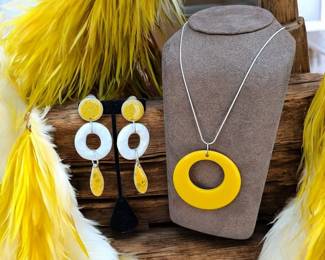 Circle Disc Necklace Abstract Earrings